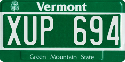 VT license plate XUP694