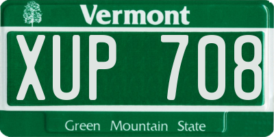 VT license plate XUP708