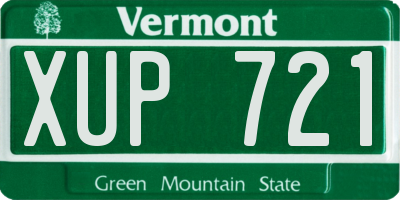 VT license plate XUP721