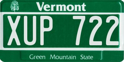 VT license plate XUP722