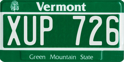 VT license plate XUP726