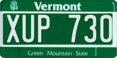 VT license plate XUP730