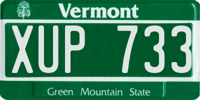 VT license plate XUP733