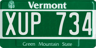 VT license plate XUP734