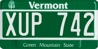 VT license plate XUP742