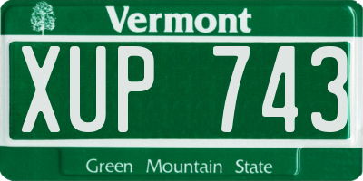 VT license plate XUP743