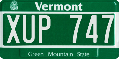 VT license plate XUP747