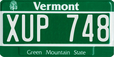 VT license plate XUP748