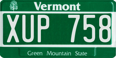 VT license plate XUP758