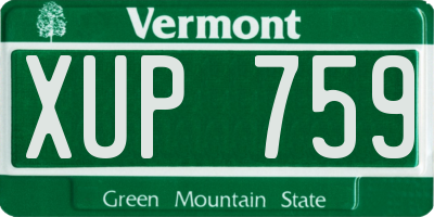 VT license plate XUP759
