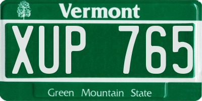 VT license plate XUP765
