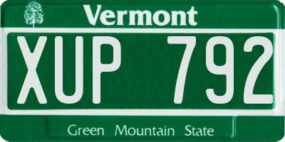 VT license plate XUP792