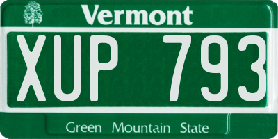 VT license plate XUP793
