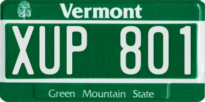 VT license plate XUP801