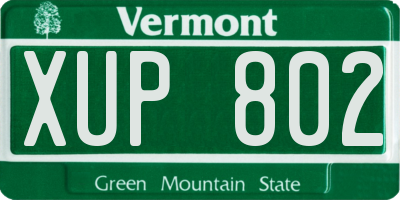 VT license plate XUP802