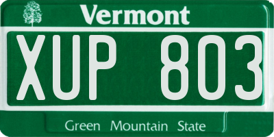 VT license plate XUP803
