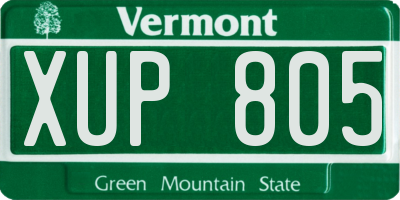 VT license plate XUP805