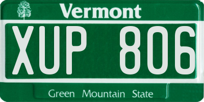 VT license plate XUP806