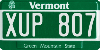 VT license plate XUP807
