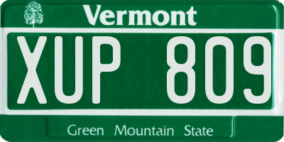 VT license plate XUP809