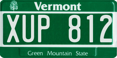 VT license plate XUP812