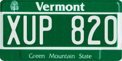 VT license plate XUP820