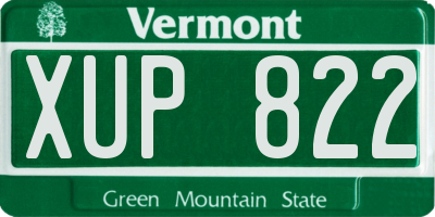 VT license plate XUP822