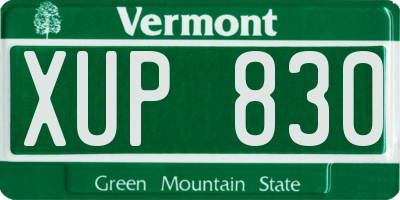 VT license plate XUP830