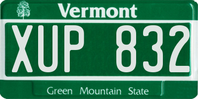 VT license plate XUP832
