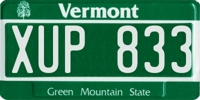 VT license plate XUP833