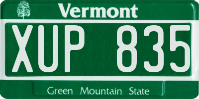 VT license plate XUP835
