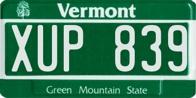VT license plate XUP839