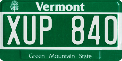 VT license plate XUP840