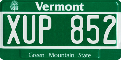 VT license plate XUP852