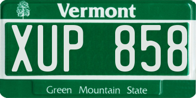 VT license plate XUP858