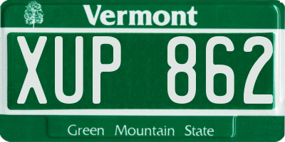VT license plate XUP862