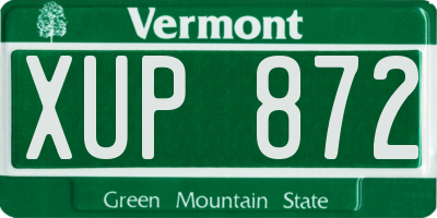 VT license plate XUP872