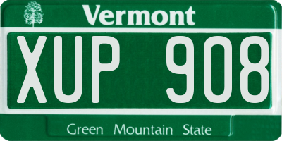VT license plate XUP908