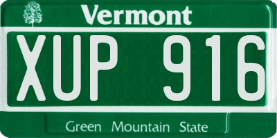 VT license plate XUP916