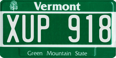 VT license plate XUP918