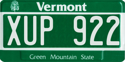 VT license plate XUP922
