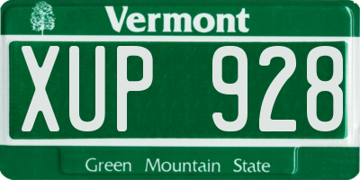 VT license plate XUP928