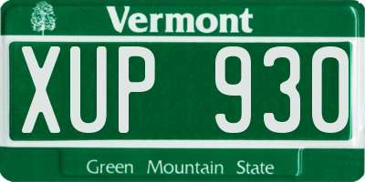 VT license plate XUP930