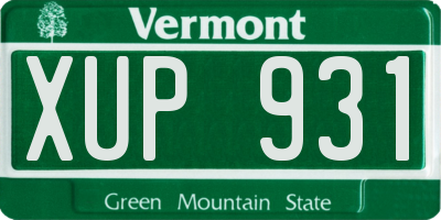 VT license plate XUP931