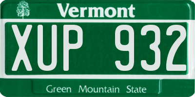 VT license plate XUP932