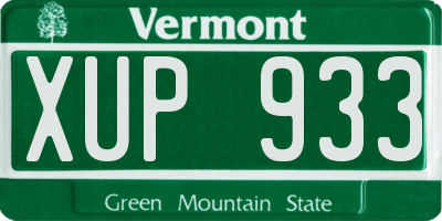 VT license plate XUP933
