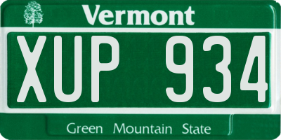 VT license plate XUP934