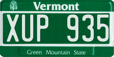 VT license plate XUP935