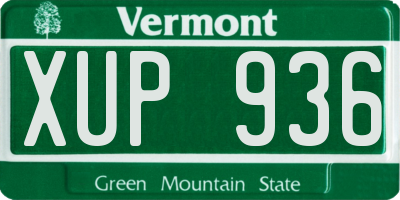 VT license plate XUP936