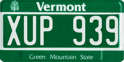 VT license plate XUP939